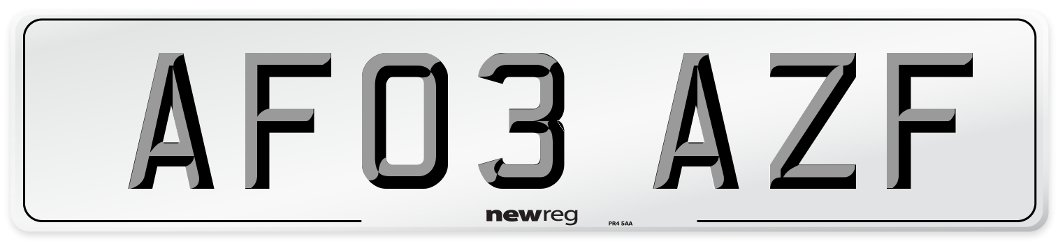 AF03 AZF Number Plate from New Reg